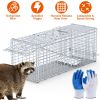 Heavy-Duty Live Animal Trap - 37x14x15 Inch Galvanized Mesh, Sensitive Pedal Trigger & Rear Release Door, Guarded Handle, Foldable Design for Raccoons
