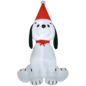 HOMCOM 6ft Christmas Inflatables Outdoor Decorations Puppy Dog Wearing a Santa Hat, Blow-Up Yard Christmas Decor with LED Lights Display