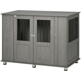 Dog Crate Furniture with Lockable Magnetic Door, Adjustable feet for Extra Large, Medium & Small Dogs, Indoor Use, Grey