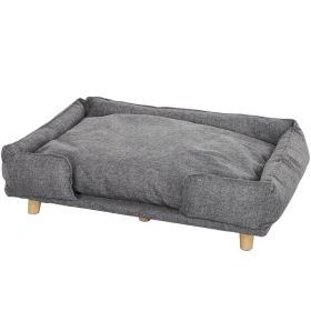 Washable Dog Sofa for Large Dogs, Elevated Pet Couch with Anti-slip Foot Pads, Dark Grey
