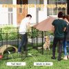 Outdoor Dog Kennel with Rotating and Adjustable Height Bowls, Waterproof UV-Resistant Cover, 11.3' x 4.7' x 5.1'