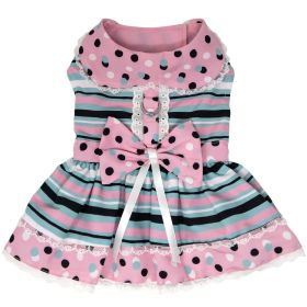 Dots &amp; Stripes Harness Dress (Color: Pink & Teal, size: X-Small)